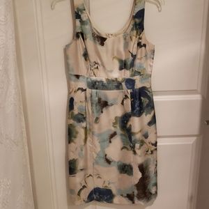 White floral silk sleeveless dress with silk liner